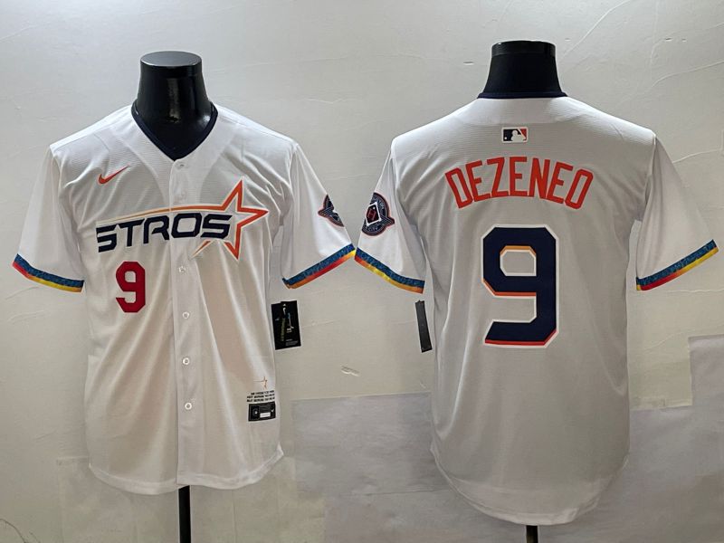 Men Houston Astros #9 Dezeneo White Fourth generation Joint Name Nike 2025 MLB Jersey style 2